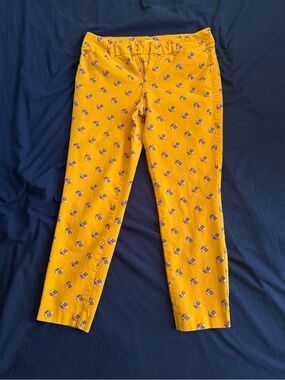 Old Navy Mustard Yellow Floral Stretch Pants